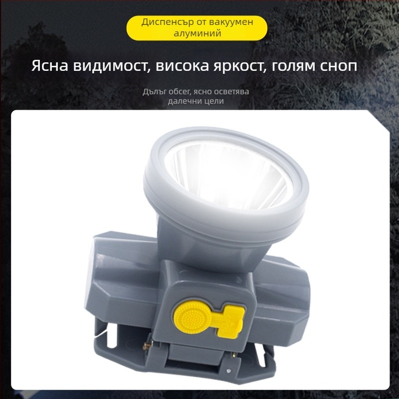 USB зареждаща челна лампа с LED, въртене на 360°, водоустойчива, лъч 200–500 м