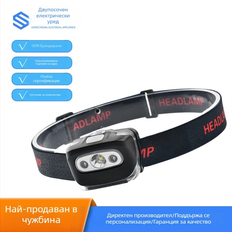 LED преносима челна лампа за къмпинг и риболов, батерийно захранване, 3W ярък светлинен с червен и бял двоен режим
