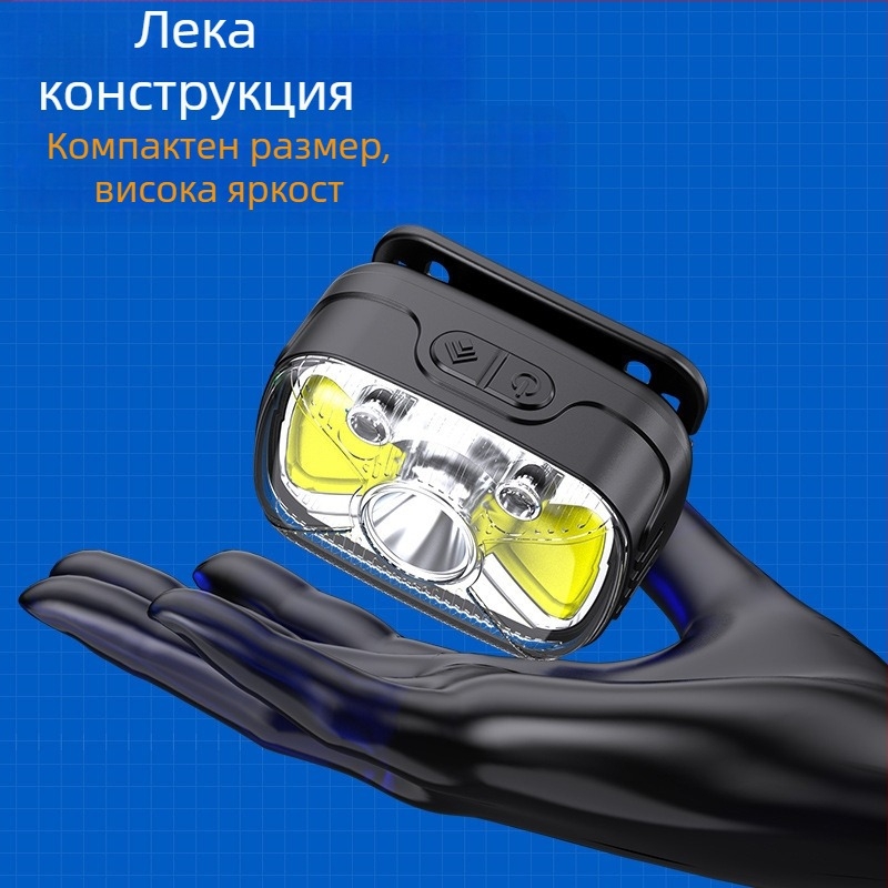 LED челник за къмпинг – 10W, батерия 1200 mAh, Type-C зареждане, обхват 100–200 м