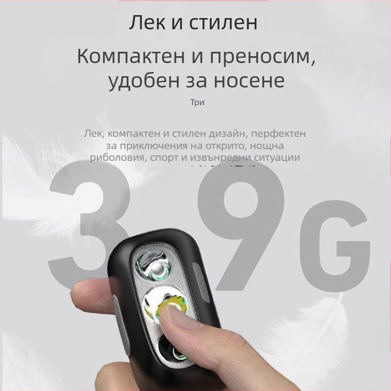 Челна лампа, монтирана на главата, презареждаща се с батерия 14500, водоустойчива