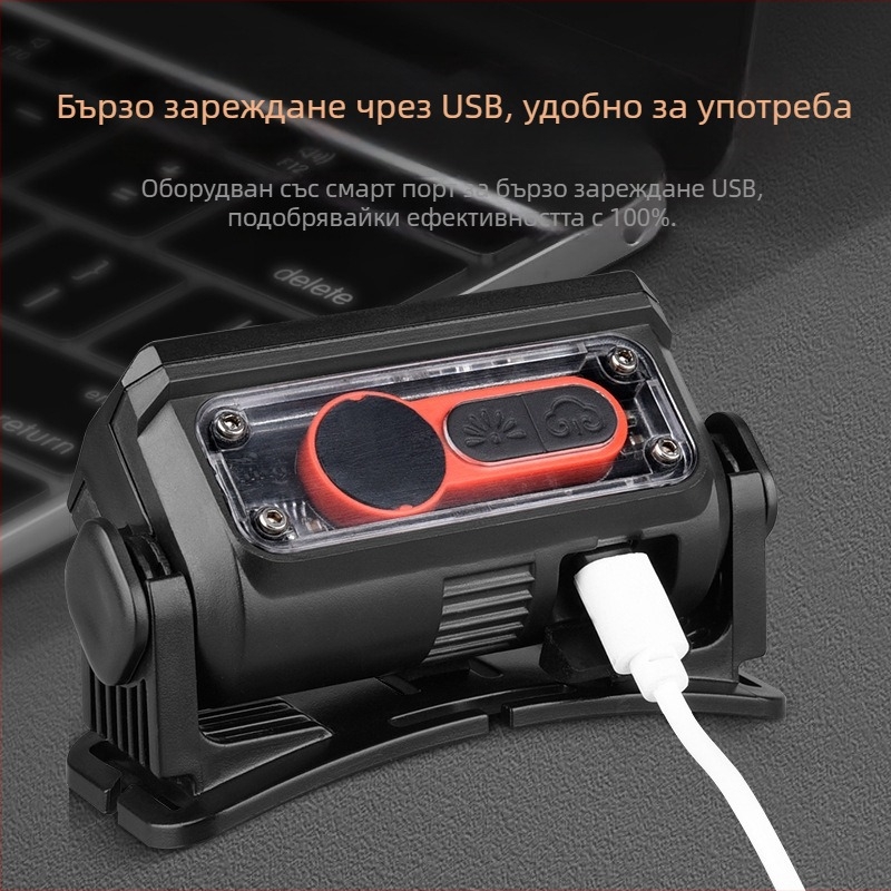 Наголовник със цифров дисплей, LED 5W, презареждаем, батерия 18650 1200mAh, обхват 200–500 м, за къмпинг, походи и риболов