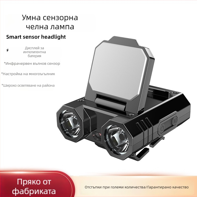 LED светлина за шапка с клип – презареждаема батерия 1400 mAh, USB зареждане, мощност 10 W, LED източник, обхват 100–200 м