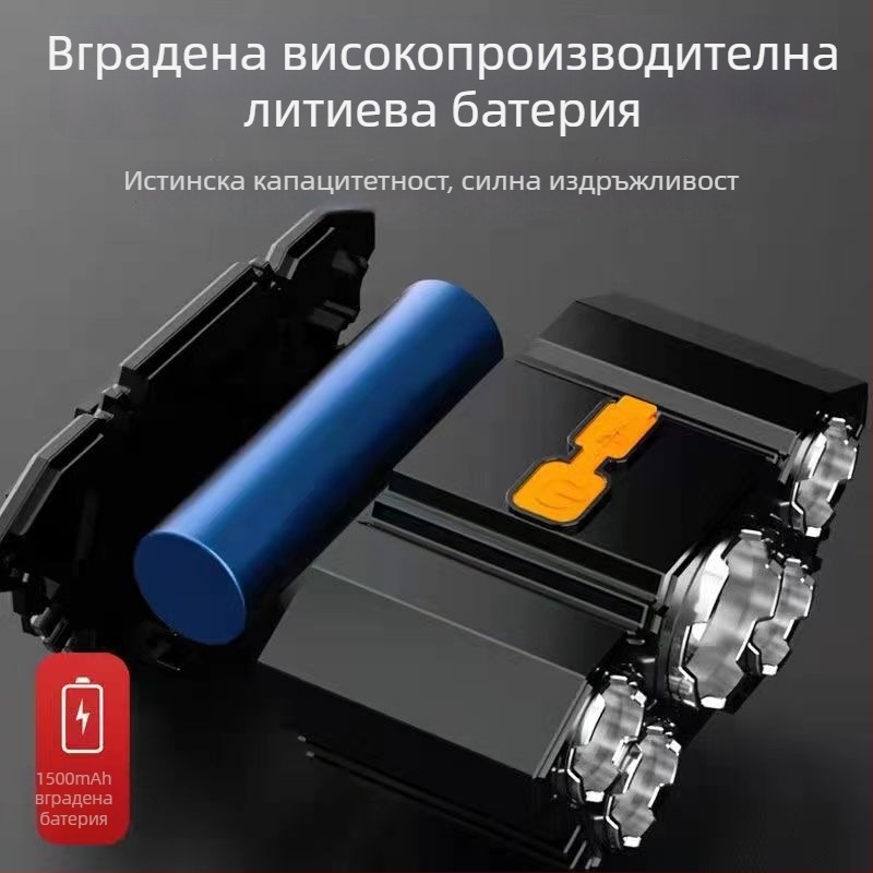 Челна лампа с 5 LED за външна употреба, презареждаема, водоустойчива, лъч до 100–200 м (модел T21s)