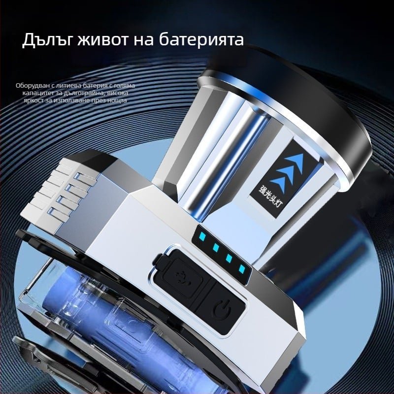 LED челна лампа USB зареждане, светодиодно осветление, дистанция на светене 200, време за работа 2-4 ч, тегло 150 g