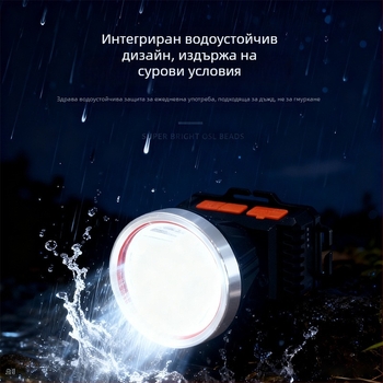 Челна лампа с LED, презареждаема батерия 2400 mAh, 360° въртене, обхват 100–200 m, водоустойчива