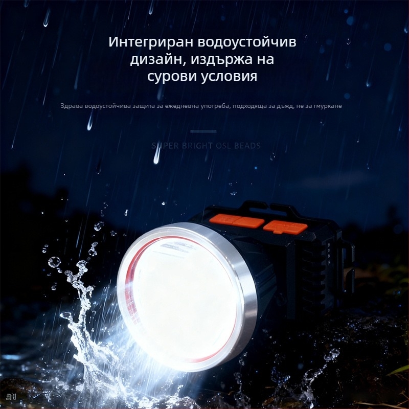 Челна лампа с LED, презареждаема батерия 2400 mAh, 360° въртене, обхват 100–200 m, водоустойчива