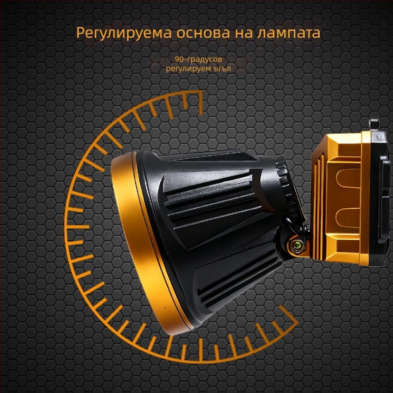 LED челник за глава с висока мощност, дълъг живот на батерията, 360° въртене, водоустойчив, презареждаема литиева батерия