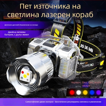 T930 презареждаща LED челна лампа, до 200 м лъч, 3 часа работа, водоустойчива