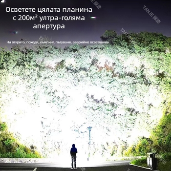 Челна лампа USB-C зареждане, LED светлина, 10W, водоустойчива, въртене 360°, за нощен риболов и къмпинг