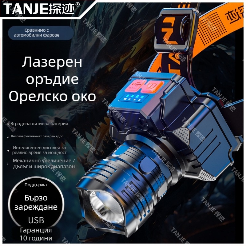 Челна лампа USB-C зареждане, LED светлина, 10W, водоустойчива, въртене 360°, за нощен риболов и къмпинг