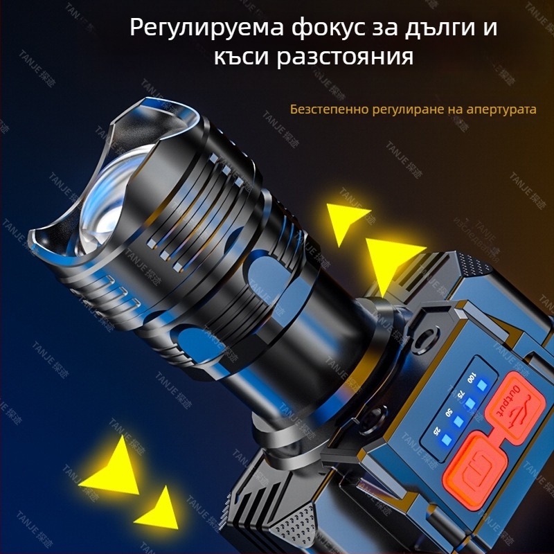 Челна лампа USB-C зареждане, LED светлина, 10W, водоустойчива, въртене 360°, за нощен риболов и къмпинг