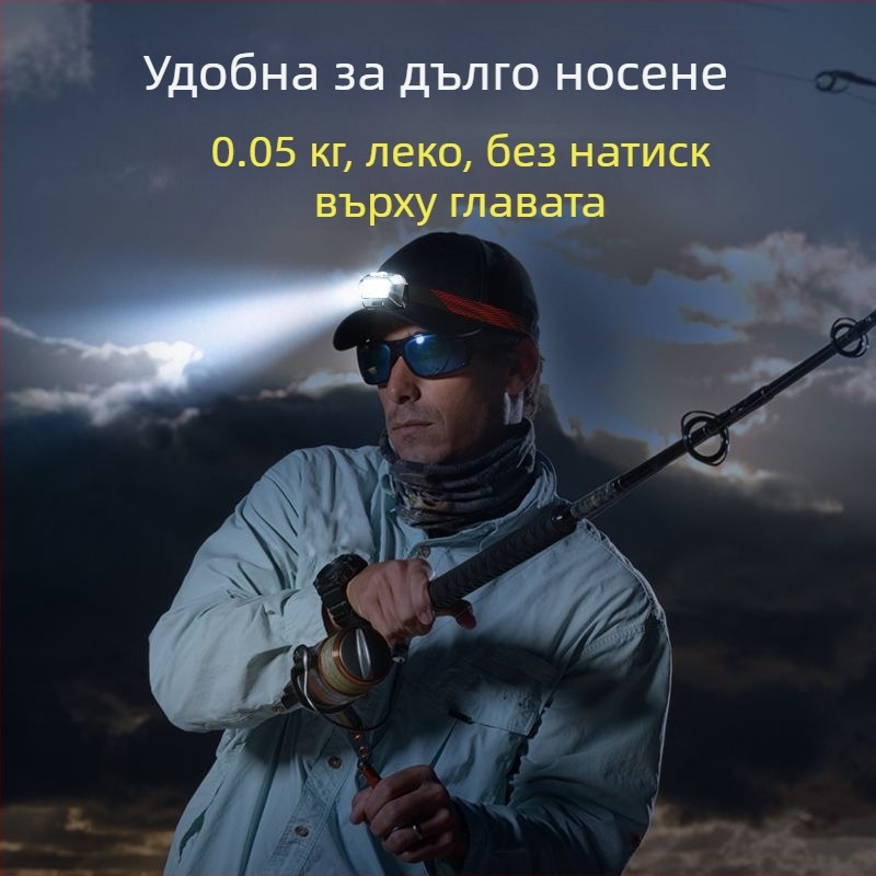 Налобен фенер с LED, презареждаем, 1200mAh, 5W, обхват 100-200 м