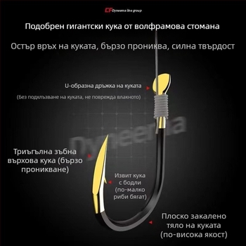 8.1 м PE риболовна линия комплект със предварително завързан лидер и двойни куки за езерен риболов