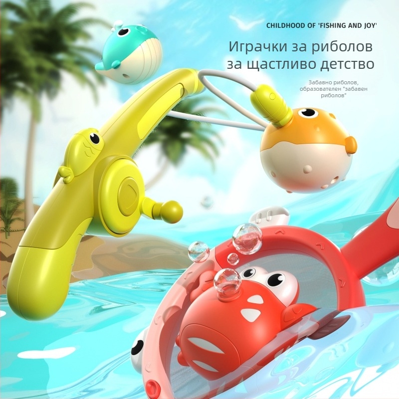 Баня-играчка за риболов: светли животни с магнитна пръчка за всмукване – пластмаса, за деца 3–6 години