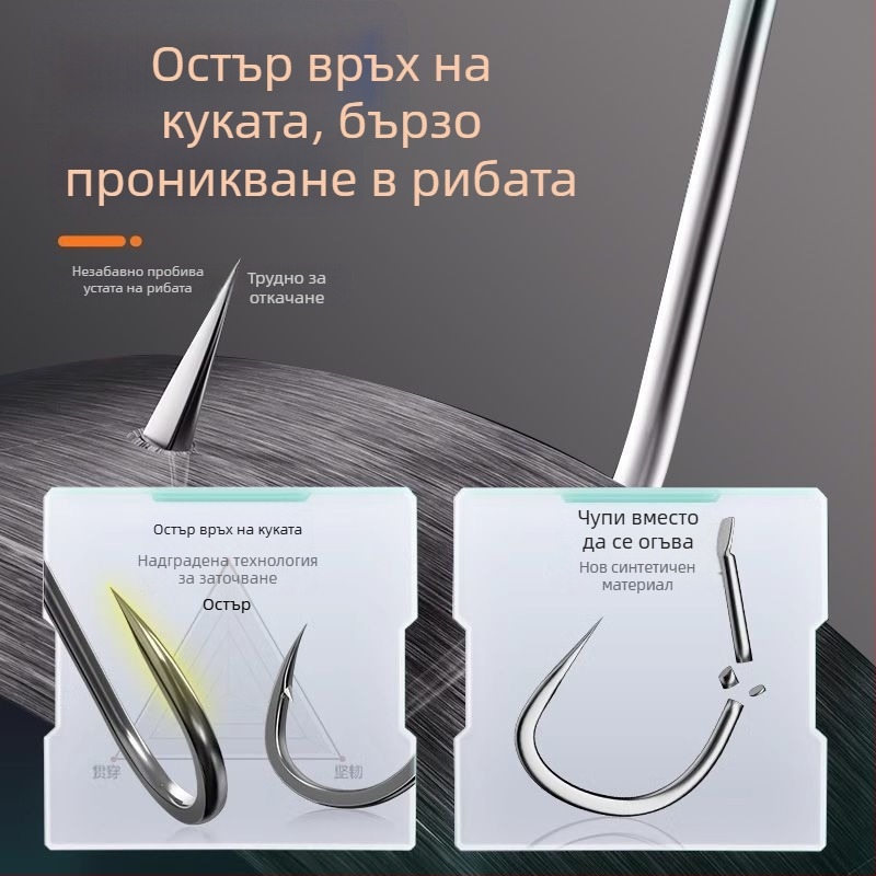 Hemei Wolf Fang двойни куки с лидер — комплект ръчно вързани риболовни куки, против заплитане, оригинални
