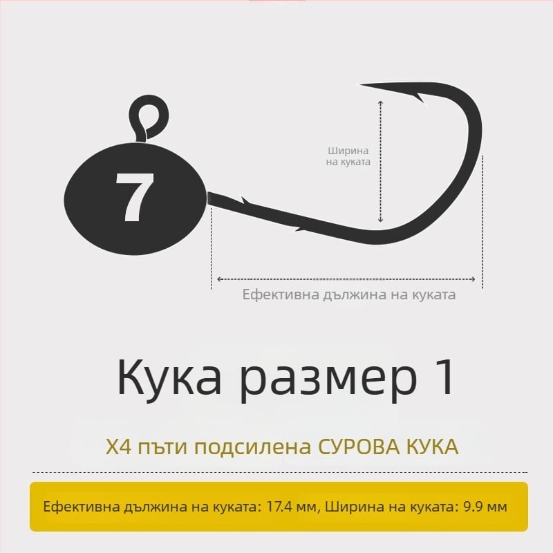 Подсилен комплект за джиг риболов: кука с оловна глава, микро примамки и система против закачане