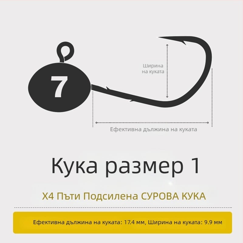 Подсилен комплект за джиг риболов: кука с оловна глава, микро примамки и система против закачане