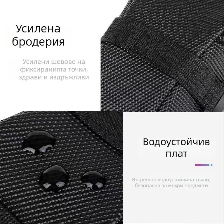 Велосипедна чанта с много отделения: предна рамкова чанта, чанта за горна тръба, седалкова чанта, джоб за ремонтни инструменти и джоб за телефон; без подплата