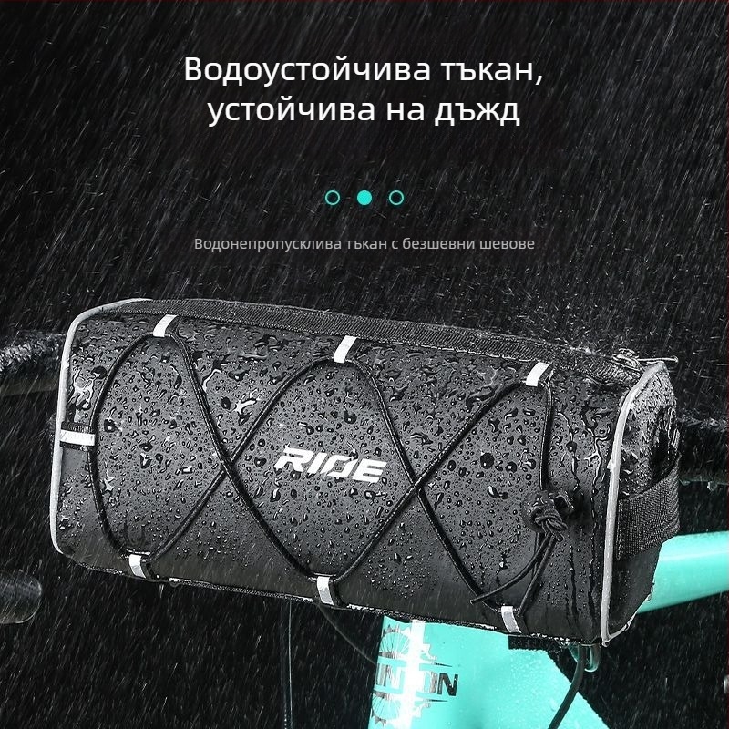 Велосипедна чанта за предна част на рамката — водоустойчива, подходяща за горна тръба и кормило, с място за съхранение
