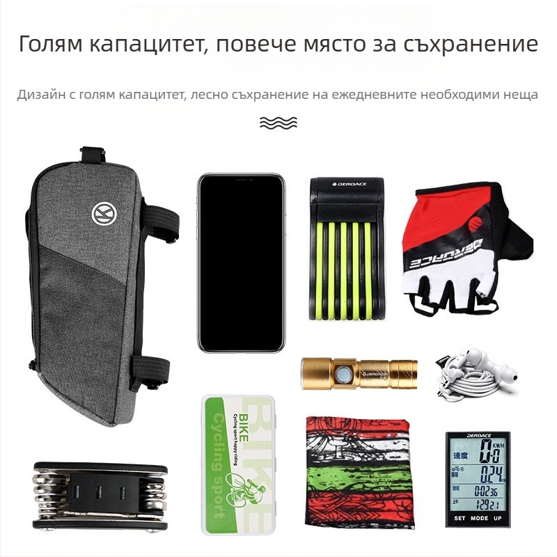 Торба за горна тръба на велосипед, найлон, капацитет 1 л, модел 83454, с вътрешна подплата