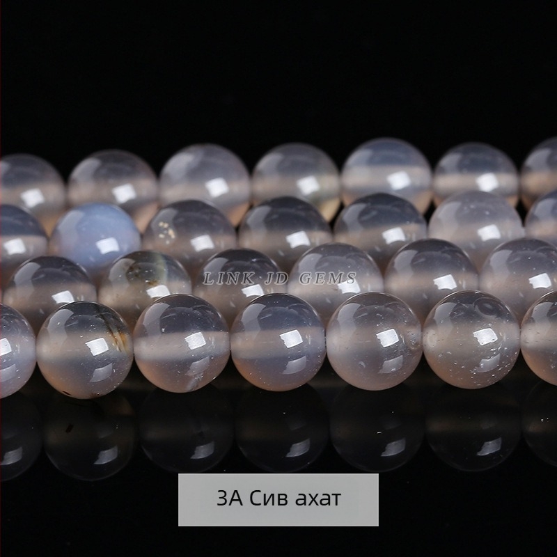 Jingsuo Jewelry 7A естествени сиви ахатени мъниста за гривна – материали за DIY бижута, ахатени мъниста за нанизване