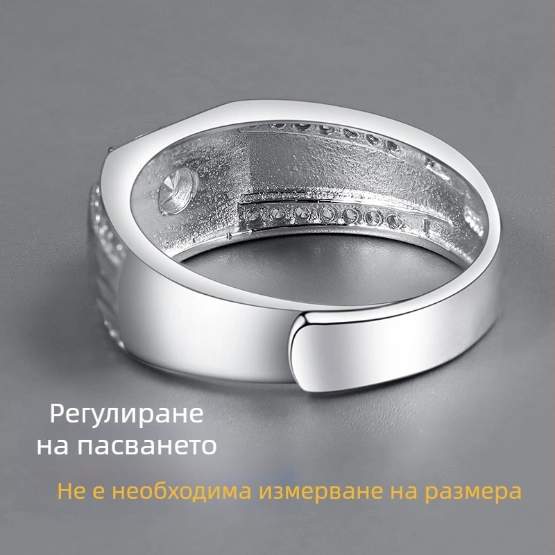 Пръстен за мъже, медна основа, корейски стил, открит дизайн, електроплакиране, мозаика от изкуствени камъни, възможност за персонализация, подходящ за сватбени подаръци