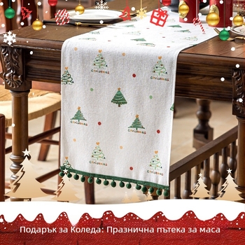 Полиестерен настолен флаг с печат на коледен снежен човек и пискюли, домашна украса