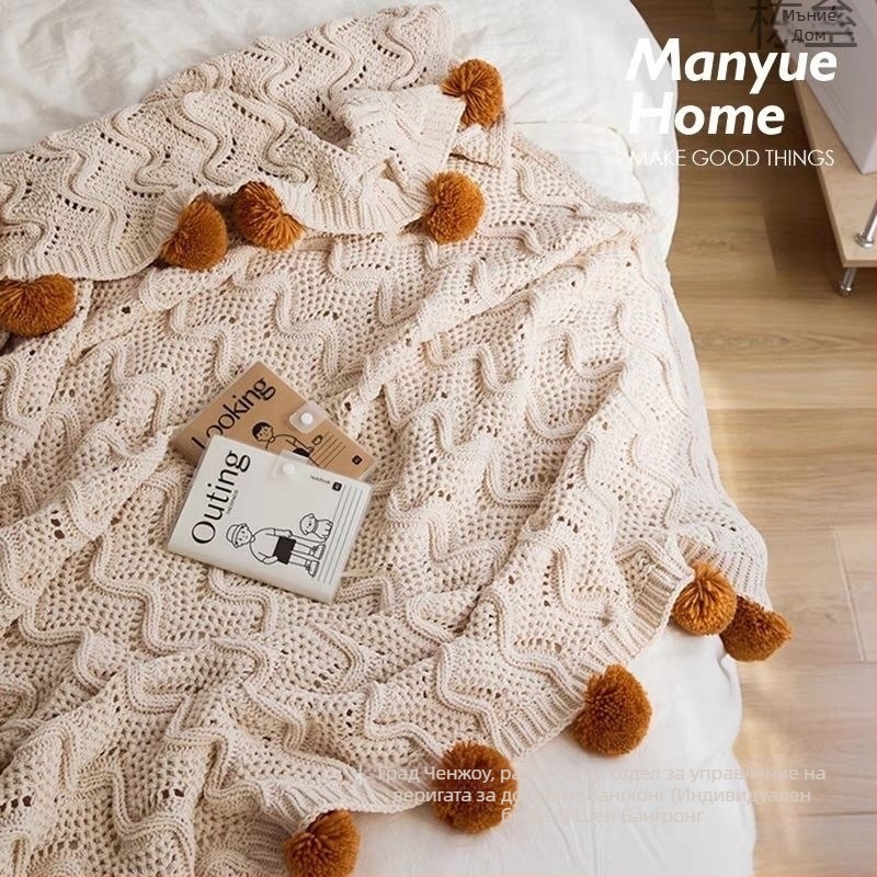 Плетено одеяло с райета, за пролет и есен; свиване 2–5%; стил: флорален; материя: друга