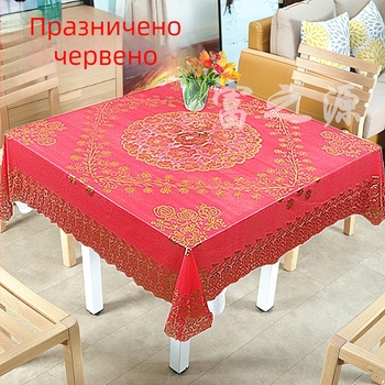 Покривка за маса квадратна от PVC, новокитайски стил, дебела и водоустойчива, за конференции и офис маси (PVC, квадратна, дебела, водоустойчива)