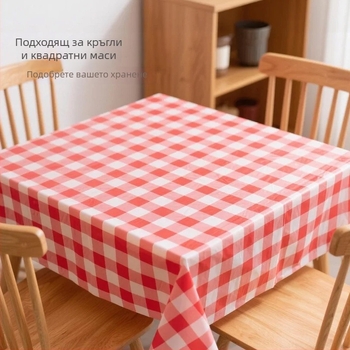Jinshun еднократна покривка за маса - PEVA, plaid модел, квадратна форма, дебелина 0.03 мм