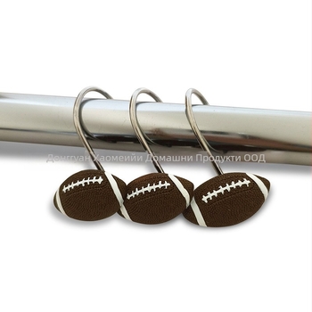 Смолна закачалка за завеса за душ във формата на футбол, единична закачалка, модерен стил; материал: смола; товароподемност: 5–10 кг; комплект от 12 броя