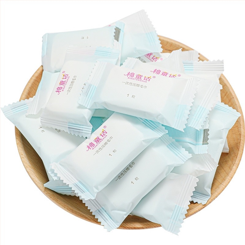 Компресиран еднократен кърпич за лице от нетъкан текстил (квадрат, 20 бр., за пътуване)