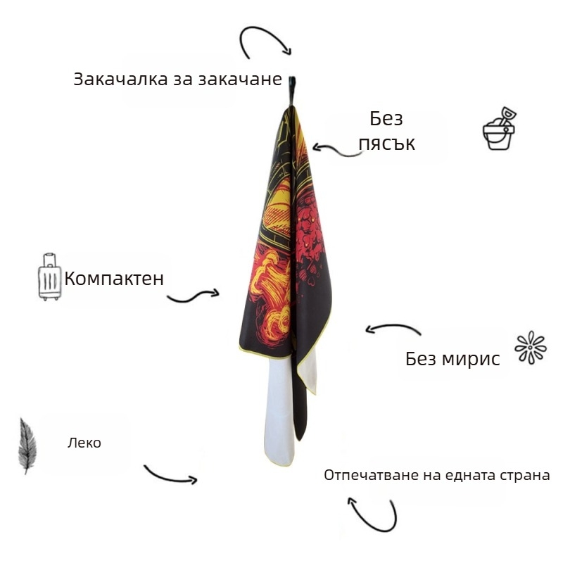 Микрофибърна хавлия за баня и плаж – 25 g тегло, лого печат, персонализирана обработка, поддържа дропшипинг