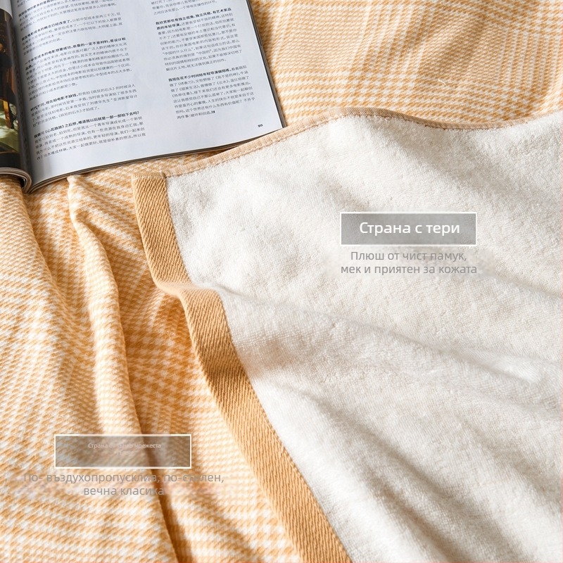 Памучно кърпено одеяло за лято, 100% памук, 3000 g+, модел на ивици, прост модерен стил