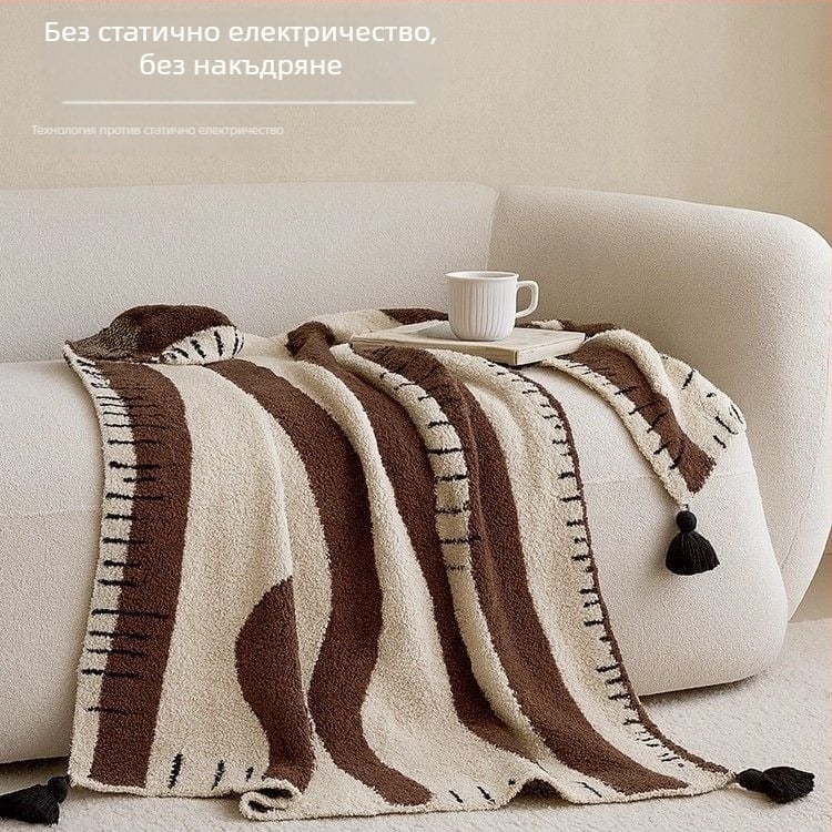 Iris Pie одеяло за диван за дрямка и отдих, четирисезонно покривало, одеяло за полет в първа класа и климатизация, автомобилно одеяло