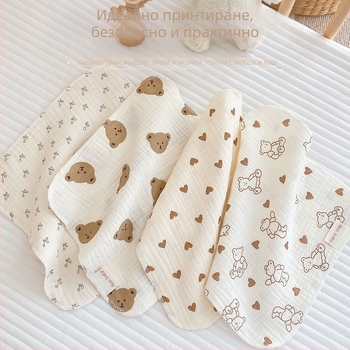 Бебешки памучни кърпички за лице, 4 броя, 100 г, печатен дизайн