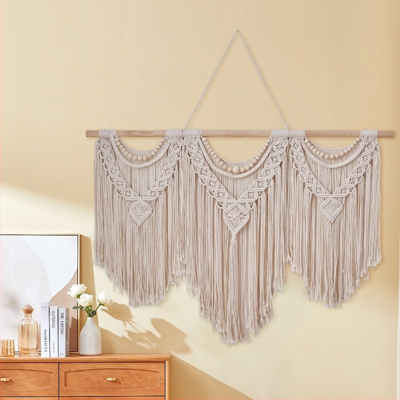 Гоблен — ръчно тъкан памучен, скандинавски стил, правоъгълен, едноцветен