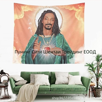 Гоблен с образ на Иисус, правоъгълен полиестерен плат, цифров термален трансфер, 91–100% полиестер, машинно пране, подходящ за дневна, спалня и кабинет