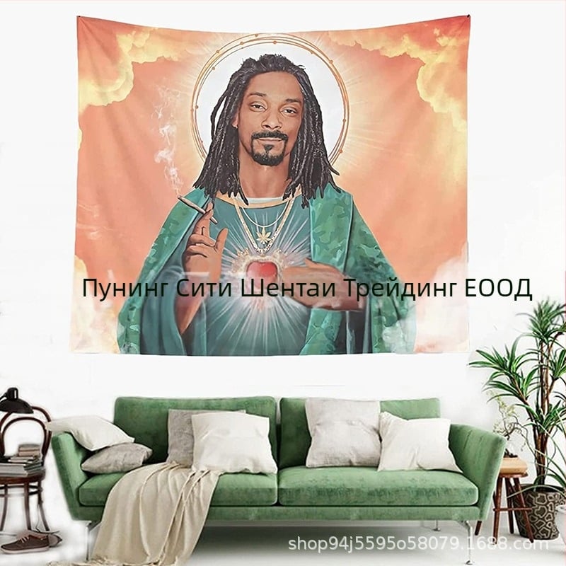 Гоблен с образ на Иисус, правоъгълен полиестерен плат, цифров термален трансфер, 91–100% полиестер, машинно пране, подходящ за дневна, спалня и кабинет