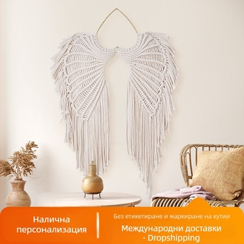Стенно пано с ангелски криле, ръчно тъкана памучна гоблен декорация в скандинавски стил, ловец на сънища