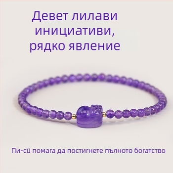 Гривна от кристал аметист за жени, животнообразна форма зодиака, офис стил, код S5645, пролет 2025