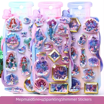 Калъф за телефон със 3D дизайн на принцеса русалка и стикерна украса, печатано в скандинавски стил