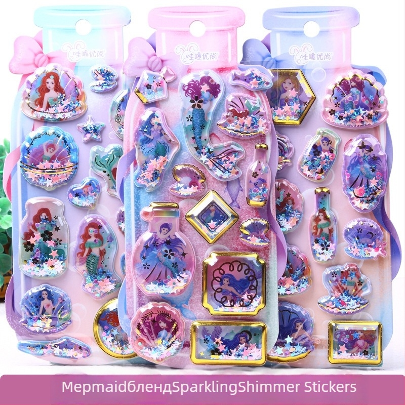 Калъф за телефон със 3D дизайн на принцеса русалка и стикерна украса, печатано в скандинавски стил