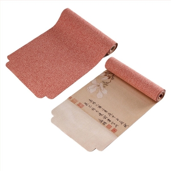 Двустранна ленена чайна подложка с геометричен принт за маса за чайна церемония, подходяща за дневна, спалня и кабинет