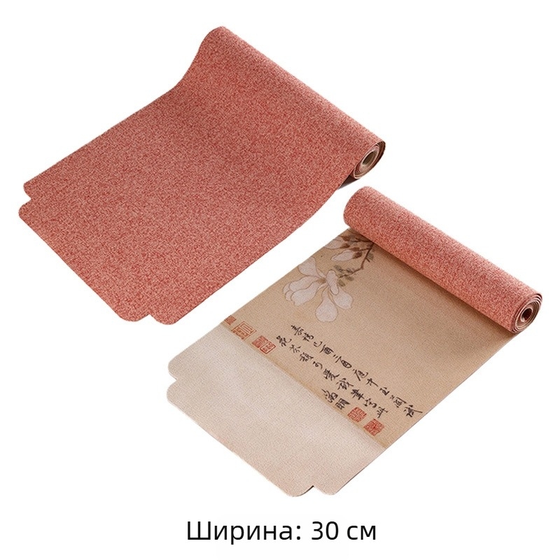 Двустранна ленена чайна подложка с геометричен принт за маса за чайна церемония, подходяща за дневна, спалня и кабинет