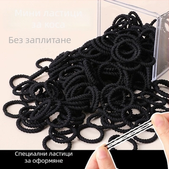 Детски черни ластици за коса, щадят косата, висока еластичност, ленти за завързване на косата за момичета