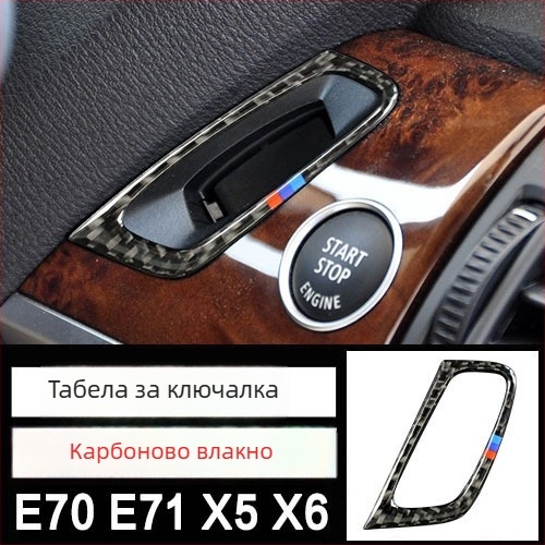 BMW X5 X6 Карбонова облицовка на ключалката за интериор (E70/E71) — персонализируема