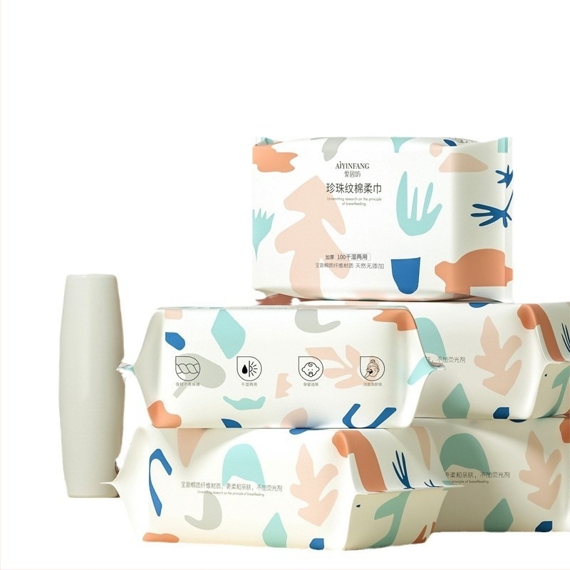 Еднократни кърпички за лице, нетъкан текстил, удебелени, издърпващ дизайн, за влажно и сухо почистване и премахване на грим