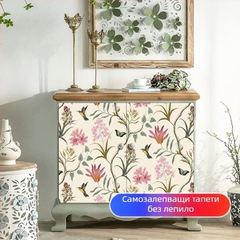 Самозалепващи стикери за врати на шкаф за обновяване — алуминиево фолио, ретро американски стил, абстрактен мотив, декоративно украсяване