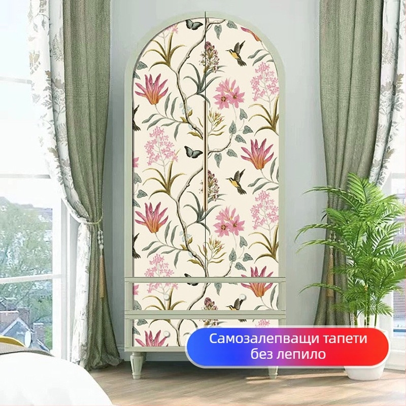 Самозалепващи стикери за врати на шкаф за обновяване — алуминиево фолио, ретро американски стил, абстрактен мотив, декоративно украсяване